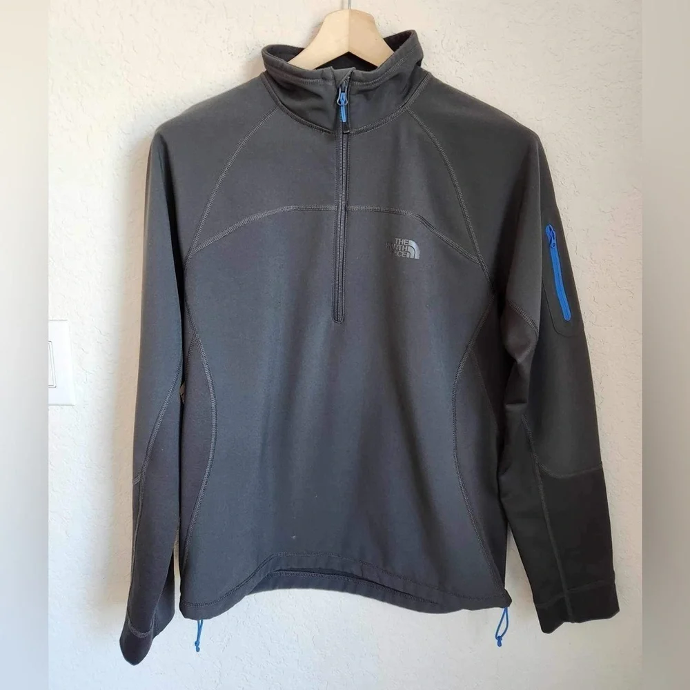 The North Face Men's Medium Black 1/4 Zip Pullover Fleece Lined Chest Pocket